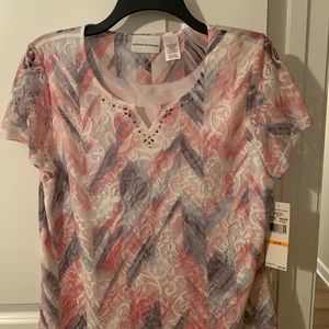 Alfred Dunner ~ Rose Hill ~ Shirt ~ Small ~ Multi-color, rose, gray white NWT